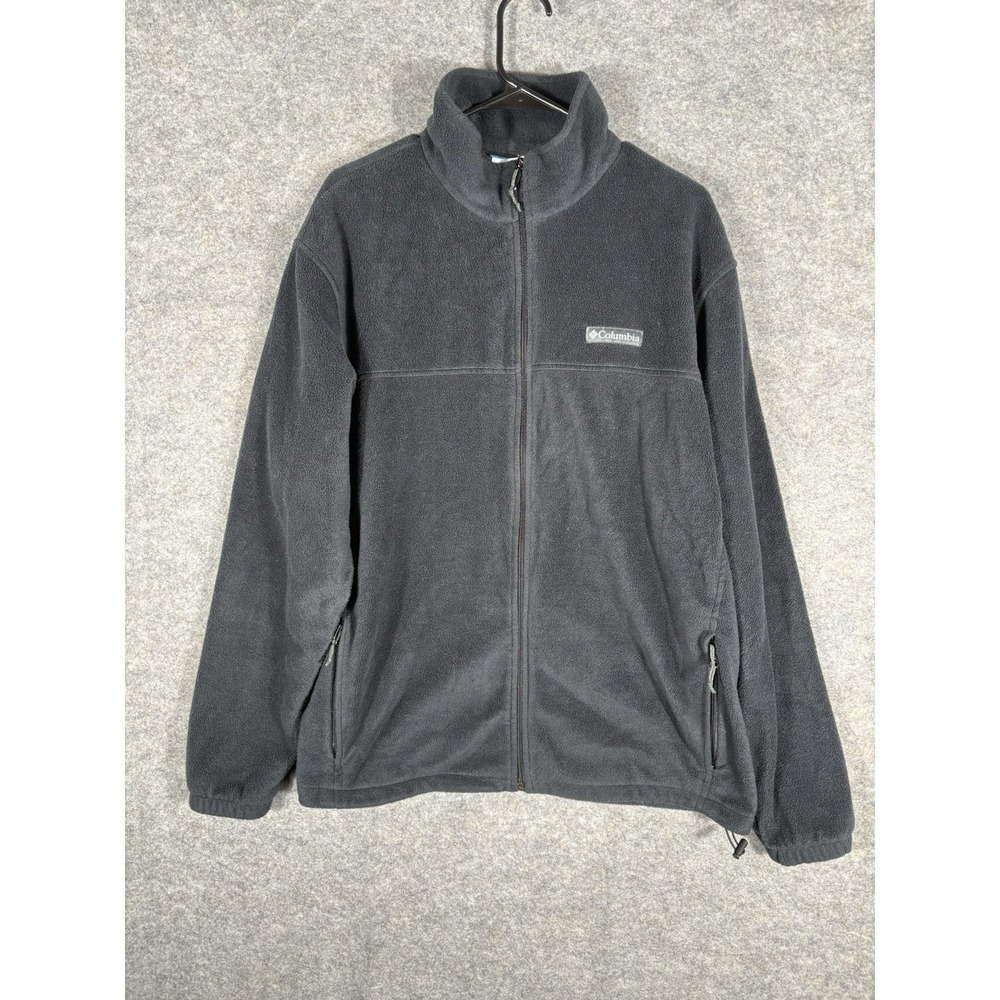 Columbia Full Zip Sweater Mens Medium Regular Fit Mock Neck Zip Pocket Logo Gray